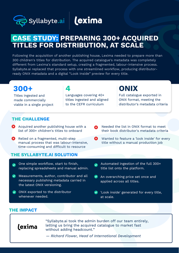 Lexima Metadata ONIX Case Study