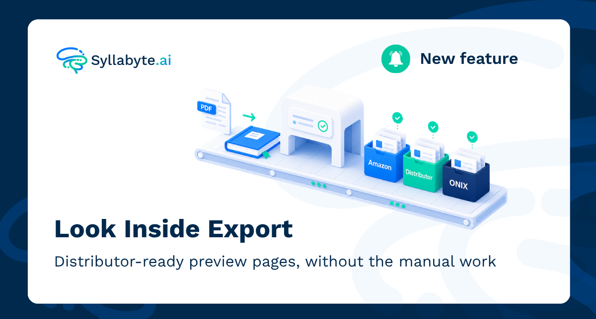 Header image for New Feature: Look Inside Export for distributor-ready sample pages