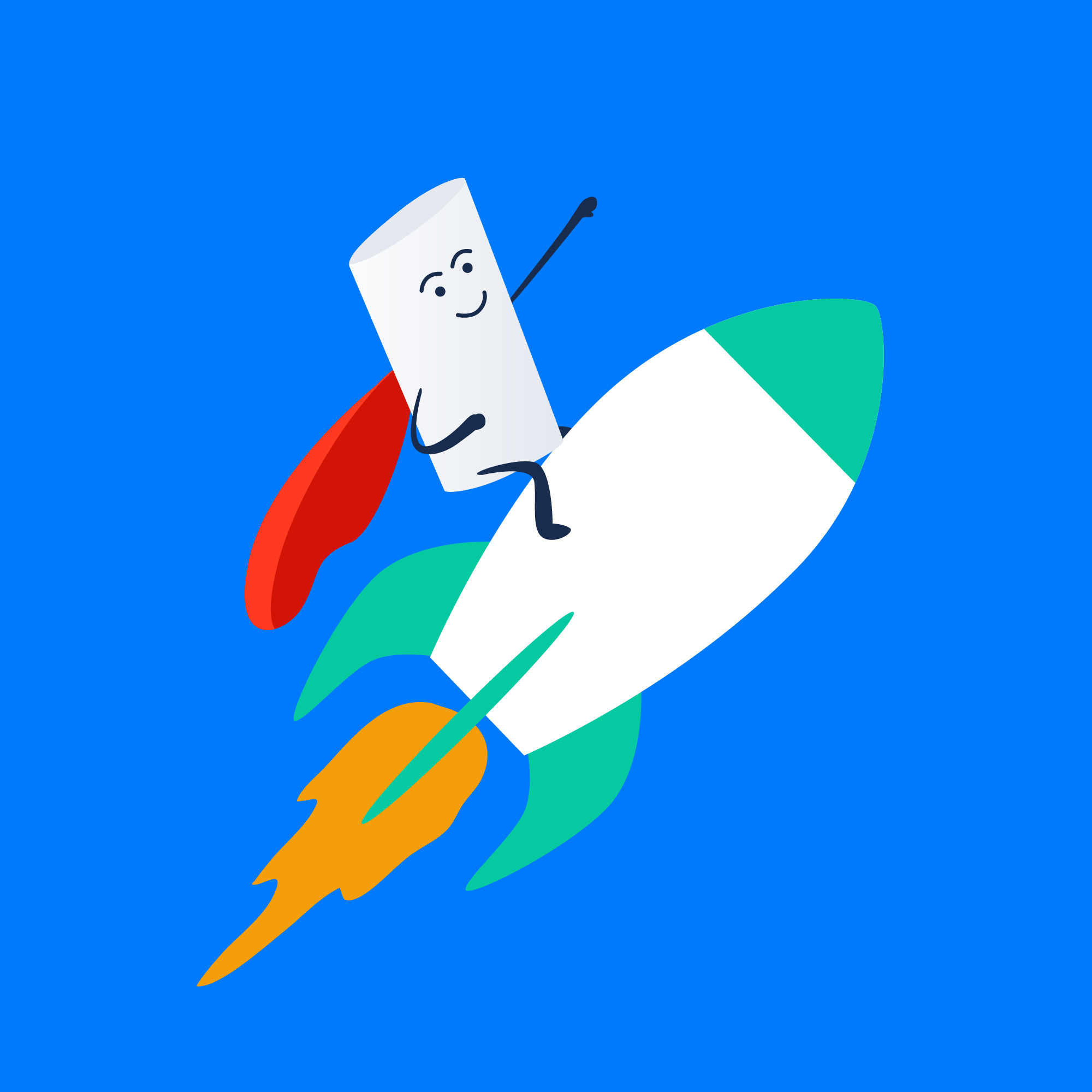 Chalky, the Syllabyte mascot, riding a rocket illustrating how adaptive learning accelerates learner journeys through personalised pathways